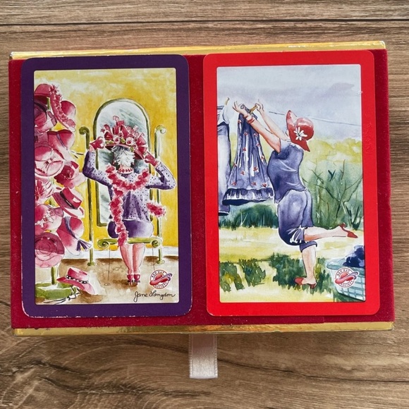 EUC RED HAT SOCIETY CONGRESS Deck of 2 Sets of Playing Cards Case MADE IN SPAIN - Picture 1 of 3